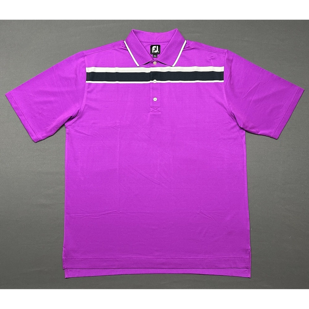 FootJoy Polo Shirt Mens XL‎ Purple Black Stripe Short Sleeve Performance Stretch